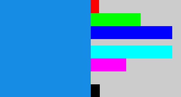 Hex color #168ce5 - azure