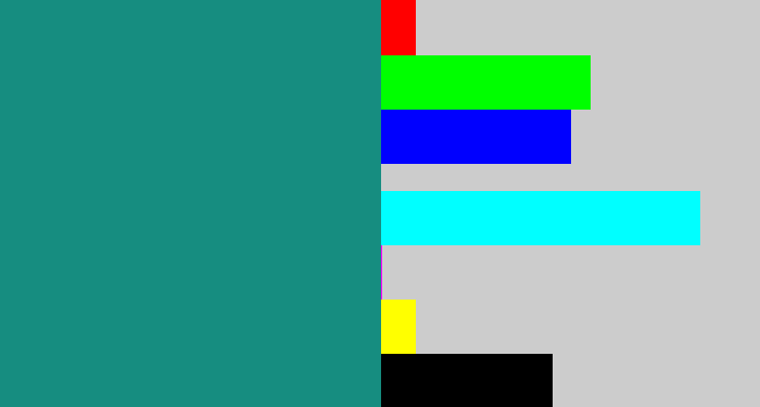 Hex color #168d80 - greenish blue