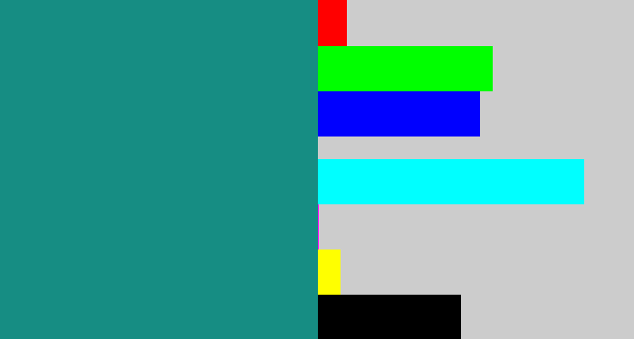 Hex color #168d83 - greenish blue