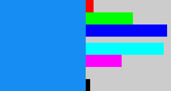 Hex color #168df3 - azure