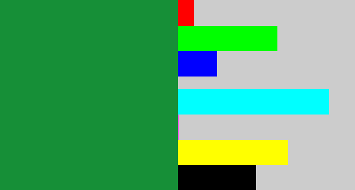 Hex color #168f37 - kelley green