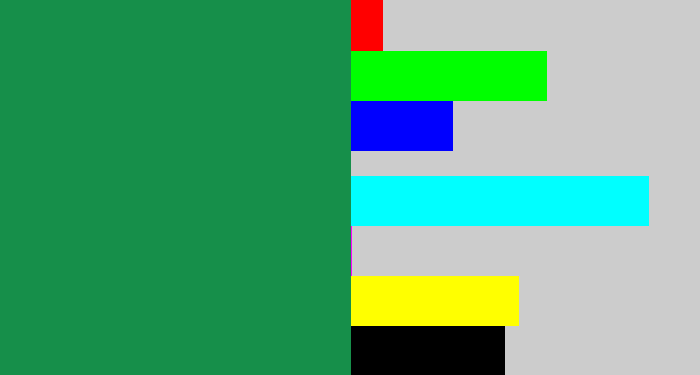 Hex color #168f4a - dark sea green