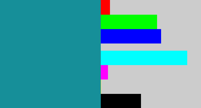 Hex color #168f99 - blue/green