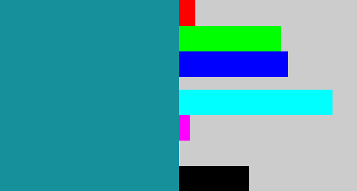 Hex color #16919b - blue/green