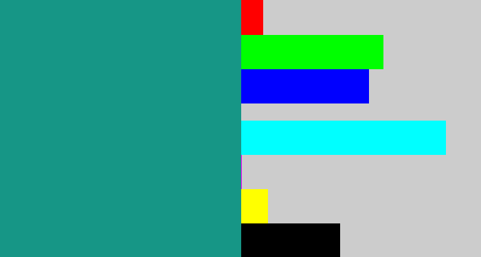 Hex color #169686 - blue/green