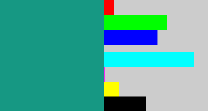 Hex color #169883 - blue/green