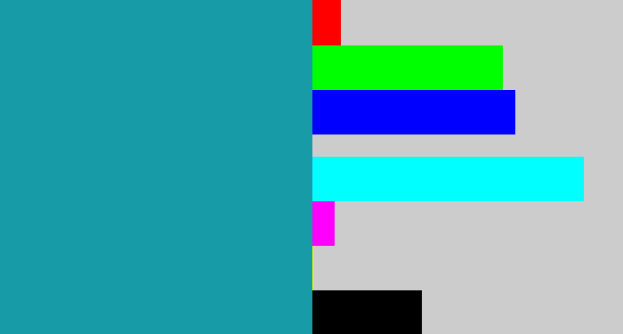 Hex color #169ba7 - blue/green