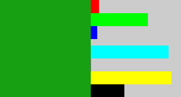 Hex color #16a012 - green