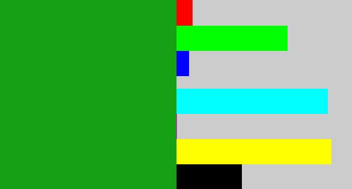 Hex color #16a013 - green