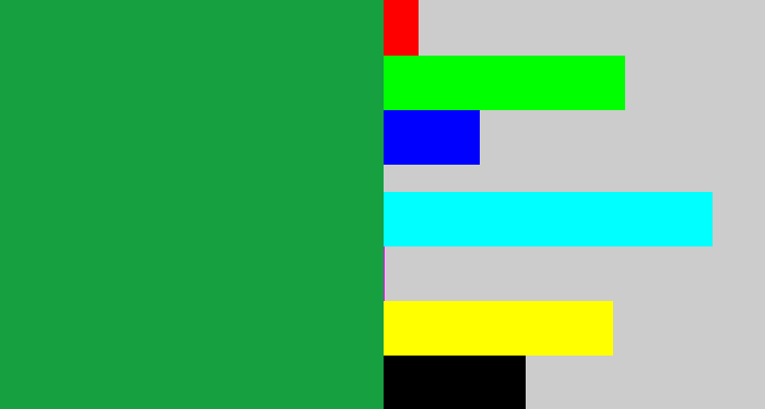 Hex color #16a040 - emerald