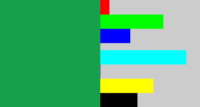 Hex color #16a04c - emerald