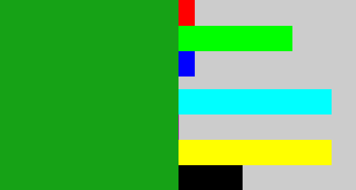 Hex color #16a216 - green