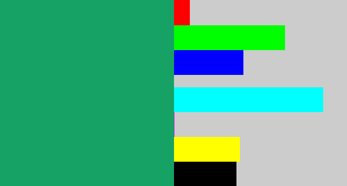 Hex color #16a265 - bluish green
