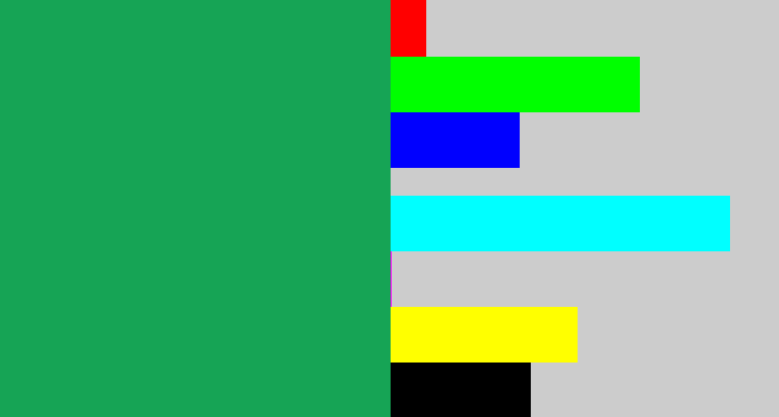 Hex color #16a455 - emerald