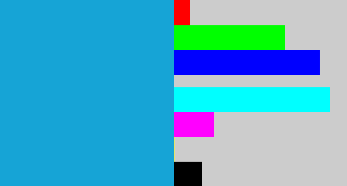 Hex color #16a4d6 - turquoise blue