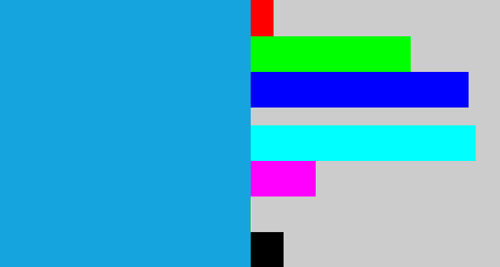 Hex color #16a4de - azure