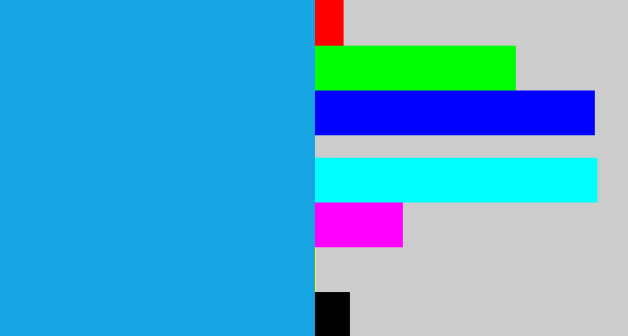 Hex color #16a4e3 - azure