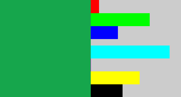 Hex color #16a64c - emerald
