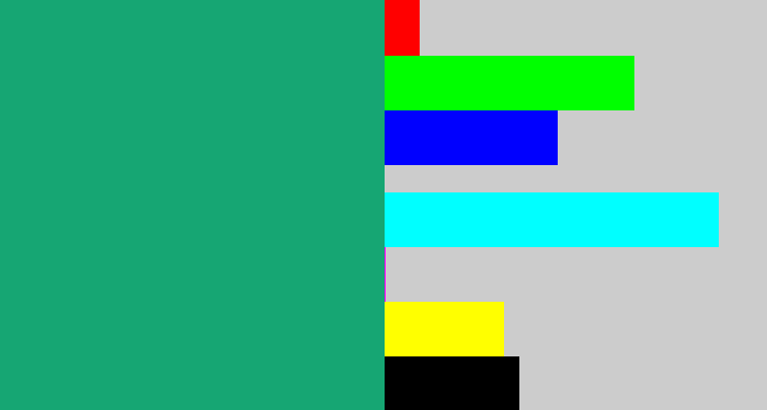 Hex color #16a673 - bluish green