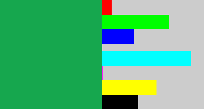 Hex color #16a74e - emerald