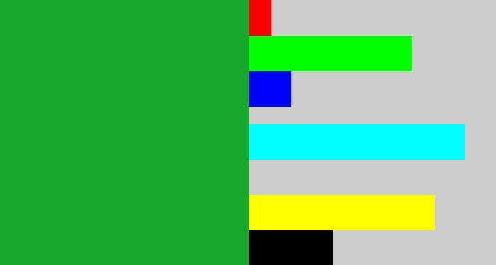 Hex color #16a92b - green