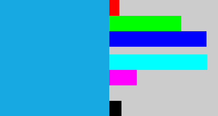 Hex color #16a9e2 - azure