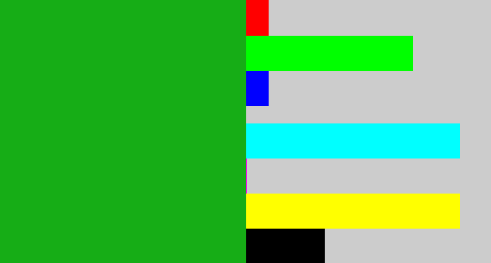 Hex color #16ad16 - green