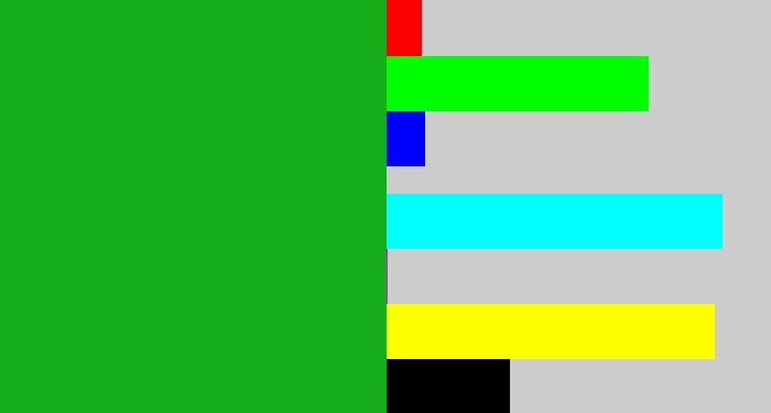 Hex color #16ad1a - green