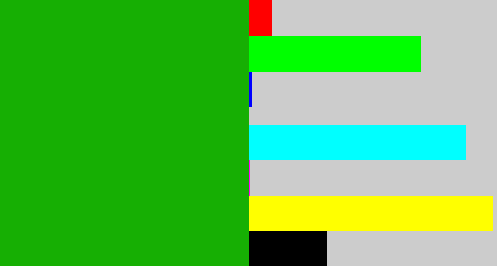 Hex color #16af03 - green