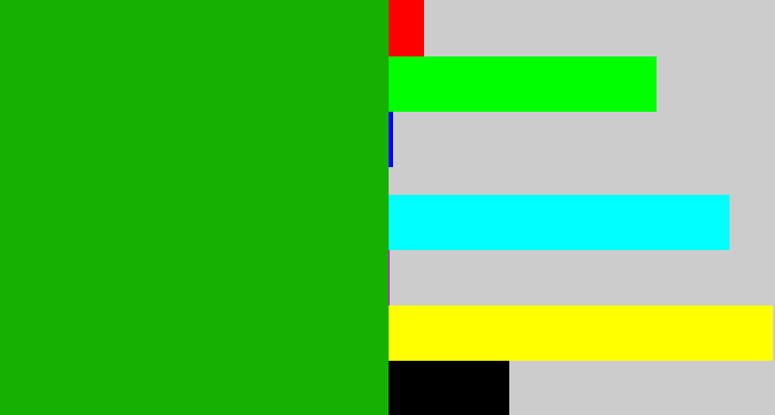 Hex color #16b002 - green