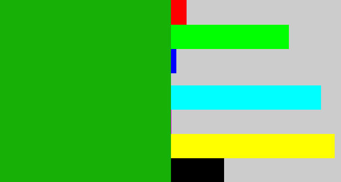 Hex color #16b007 - green
