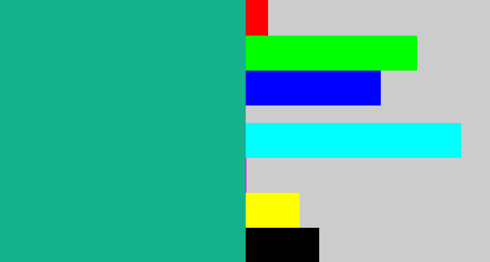 Hex color #16b28b - green blue