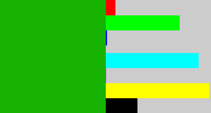 Hex color #16b303 - green
