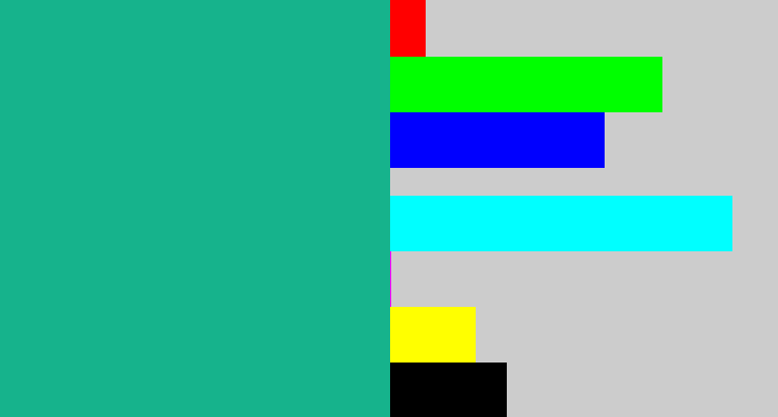 Hex color #16b38c - green blue