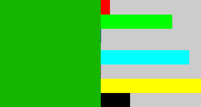 Hex color #16b600 - green