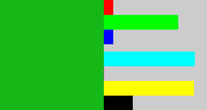 Hex color #16b818 - green
