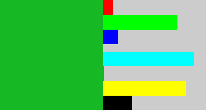Hex color #16b824 - green