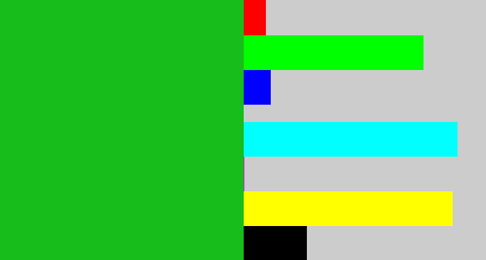 Hex color #16bd1b - green