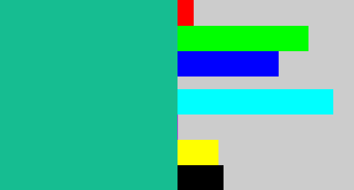Hex color #16bd91 - greenblue