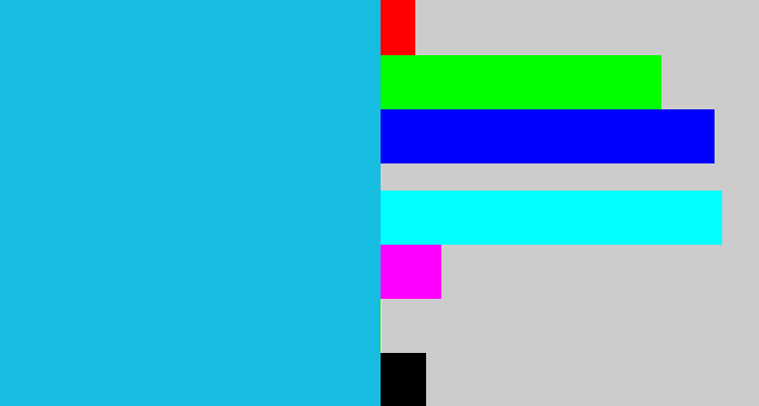 Hex color #16bde1 - aqua blue