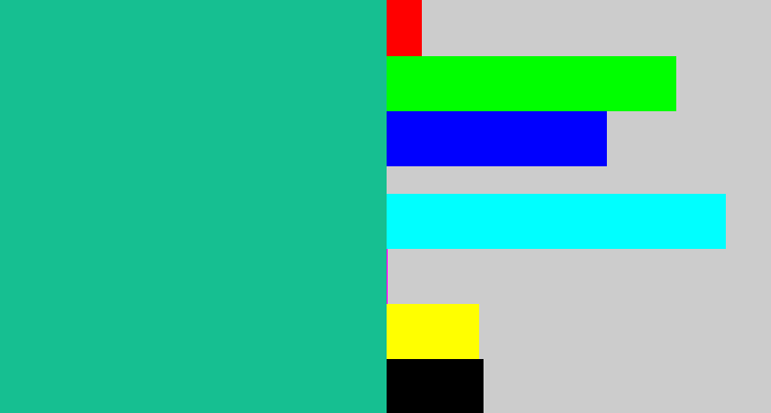 Hex color #16bf91 - greenblue