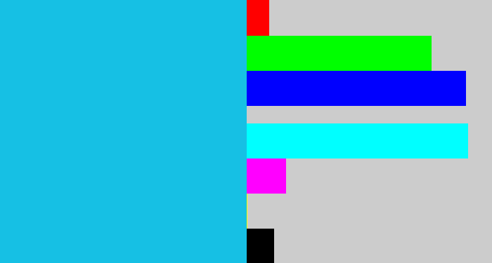 Hex color #16c0e4 - aqua blue