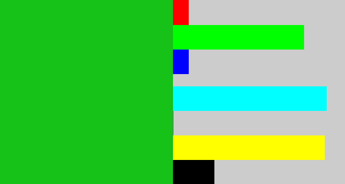 Hex color #16c118 - green