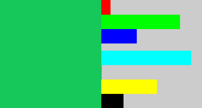 Hex color #16c75a - algae green