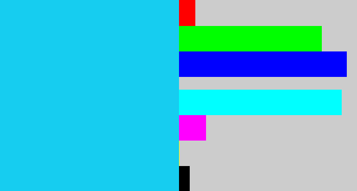 Hex color #16cdf0 - aqua blue
