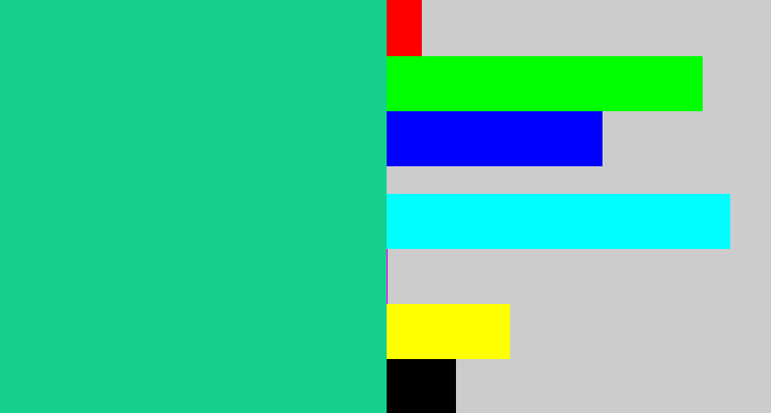 Hex color #16d08e - greenblue