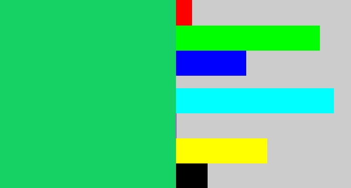 Hex color #16d265 - tealish green