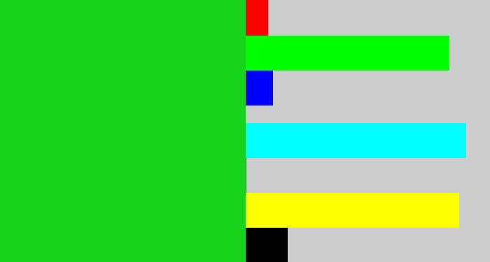 Hex color #16d31c - vibrant green