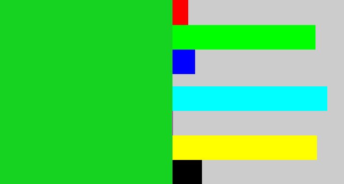 Hex color #16d321 - vibrant green