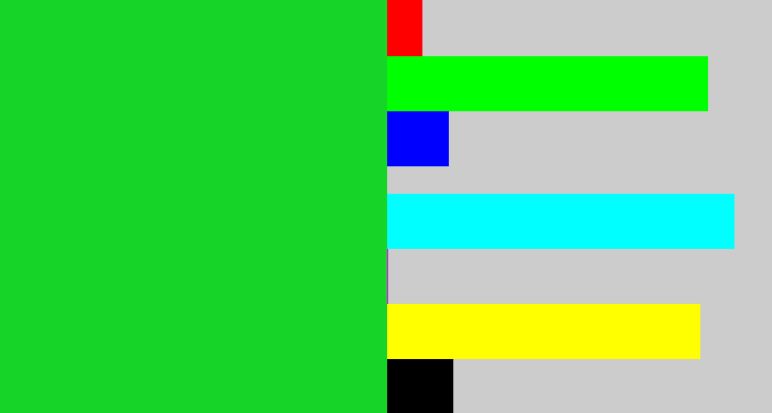 Hex color #16d428 - vibrant green